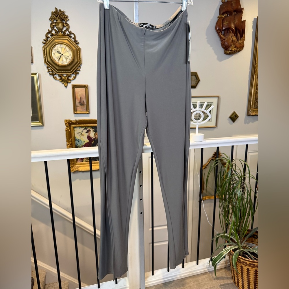 NWT Sympli Slice Pant Size 10 Hazel Green Slit Hem Made in Canada Travelwear - Picture 4 of 11